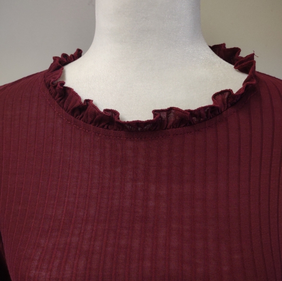 Hayden Ruffled Long sleeve Maroon Blouse Size L - Picture 5 of 13
